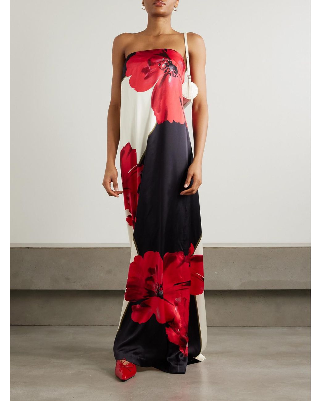 【REBECCA VALLANCE】AMAPOLA MAXI DRESS スリップマキシ Rebecca Vallance Amapola Strapless Floral-Print Silk-Satin