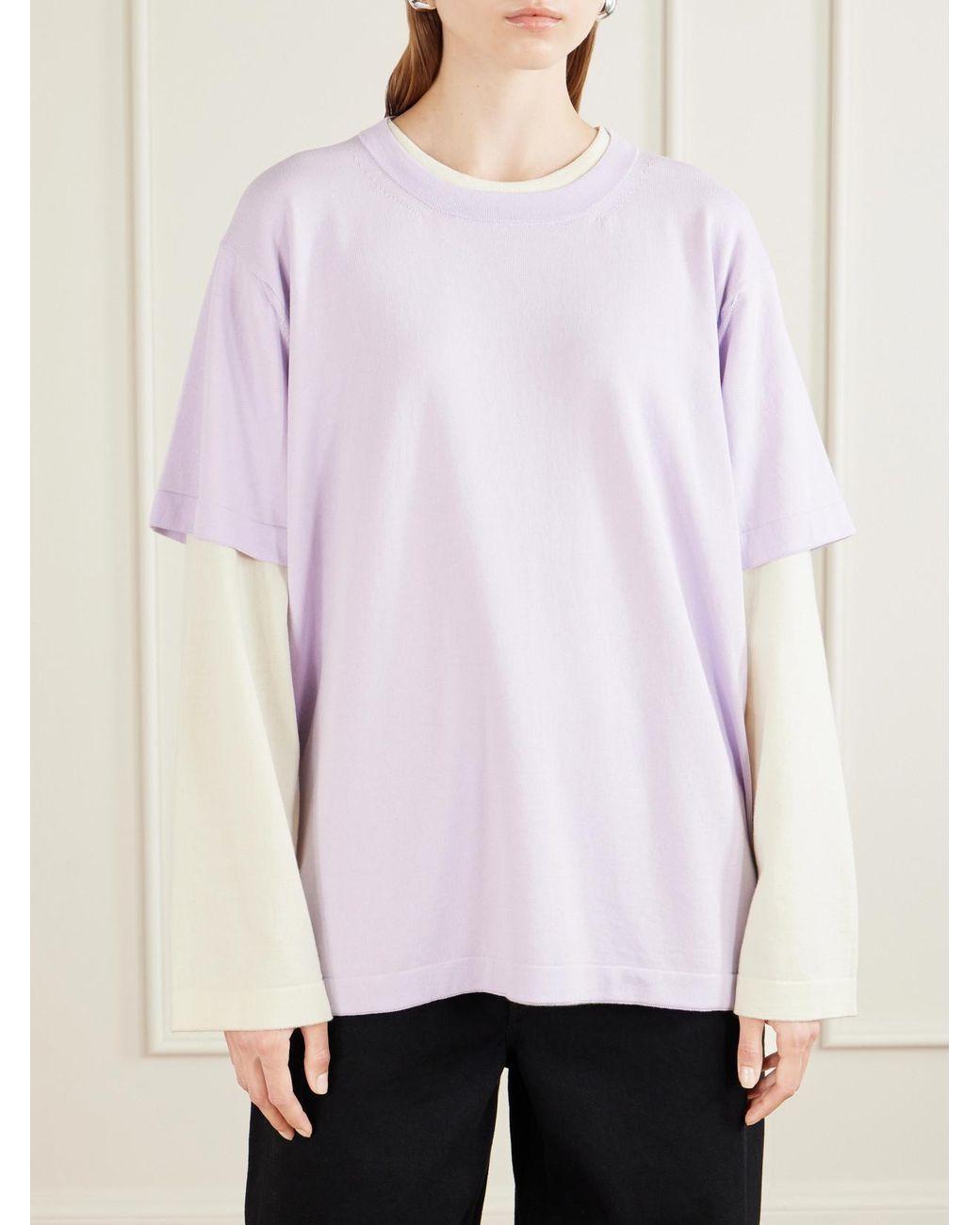 &Daughter Pink T-Knit Ribbed-Knit Cotton T-Shirt