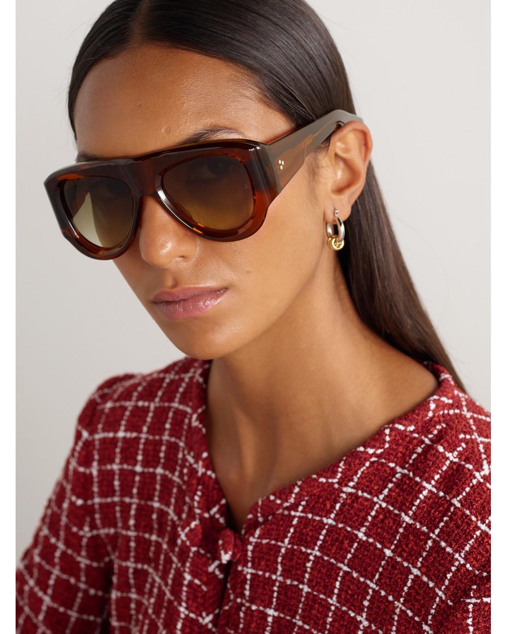 Jacques Marie Mage Brown Barclay Aviator-Style Acetate Sunglasses