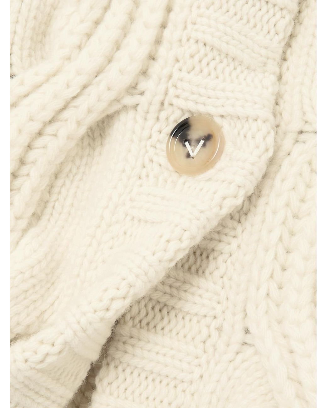 Bottega Veneta Natural Cropped Cable-Knit Wool Cardigan