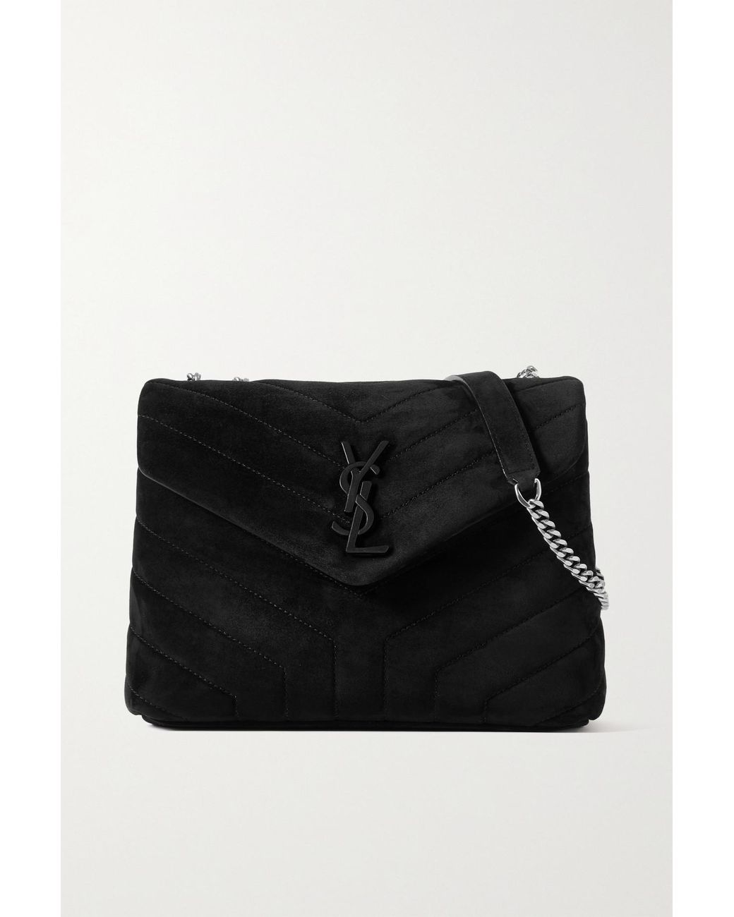 Loulou Small Suede Shoulder Bag in Grey - Saint Laurent