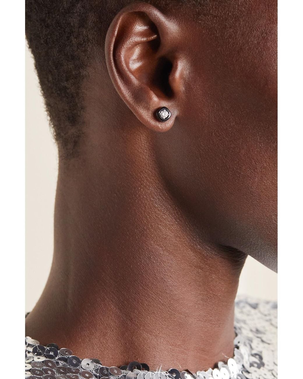 Nikos Koulis Natural Oui 18-Karat, Diamond And Enamel Earrings