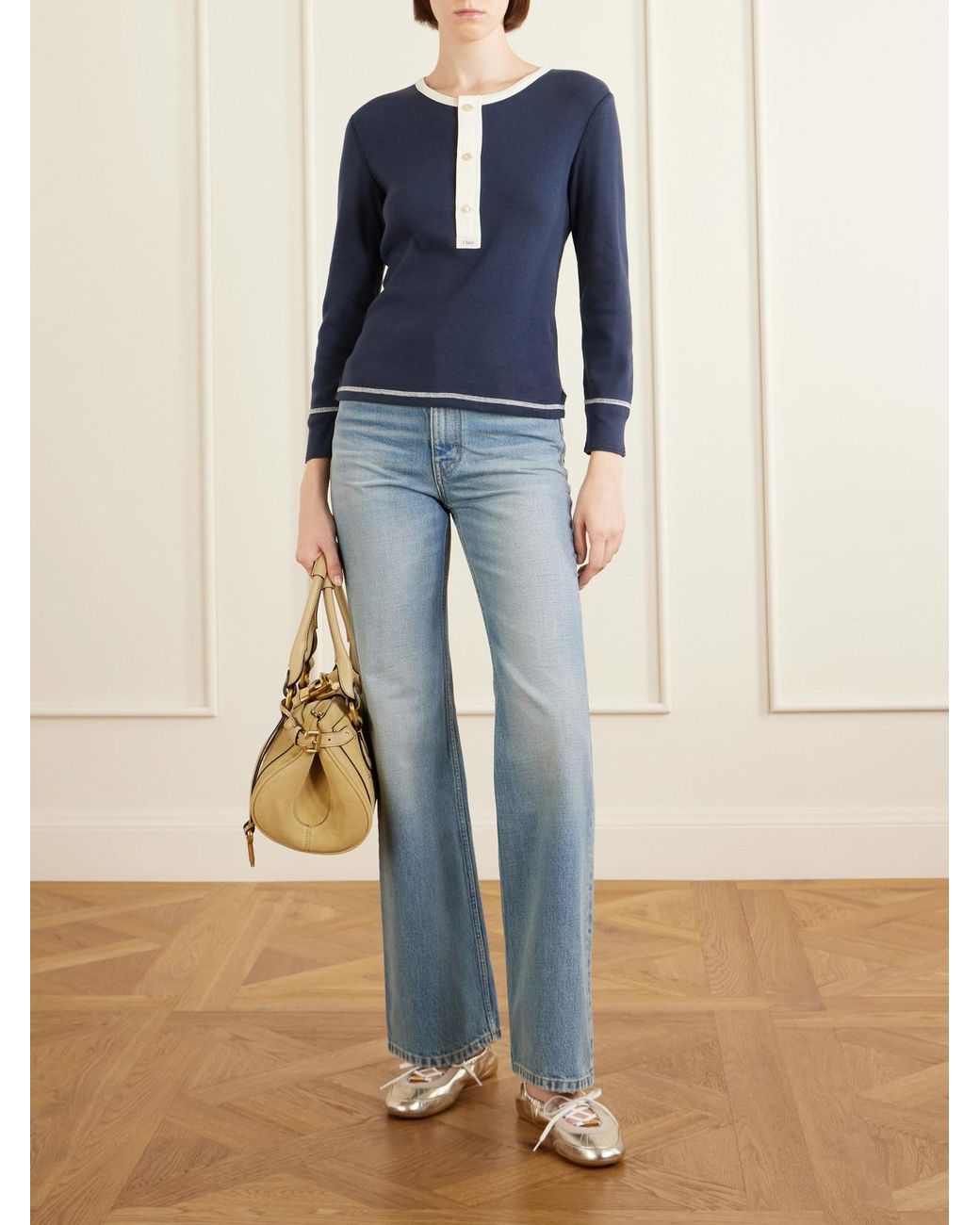 Chloé Natural Kick Metallic Leather Sneakers