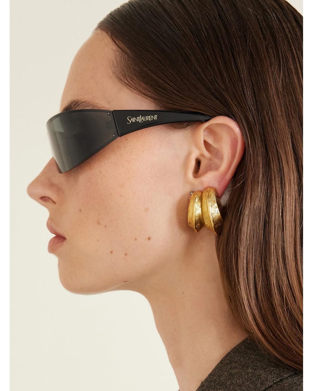 Saint Laurent Gray Sl 963 Square-Frame Metal Sunglasses