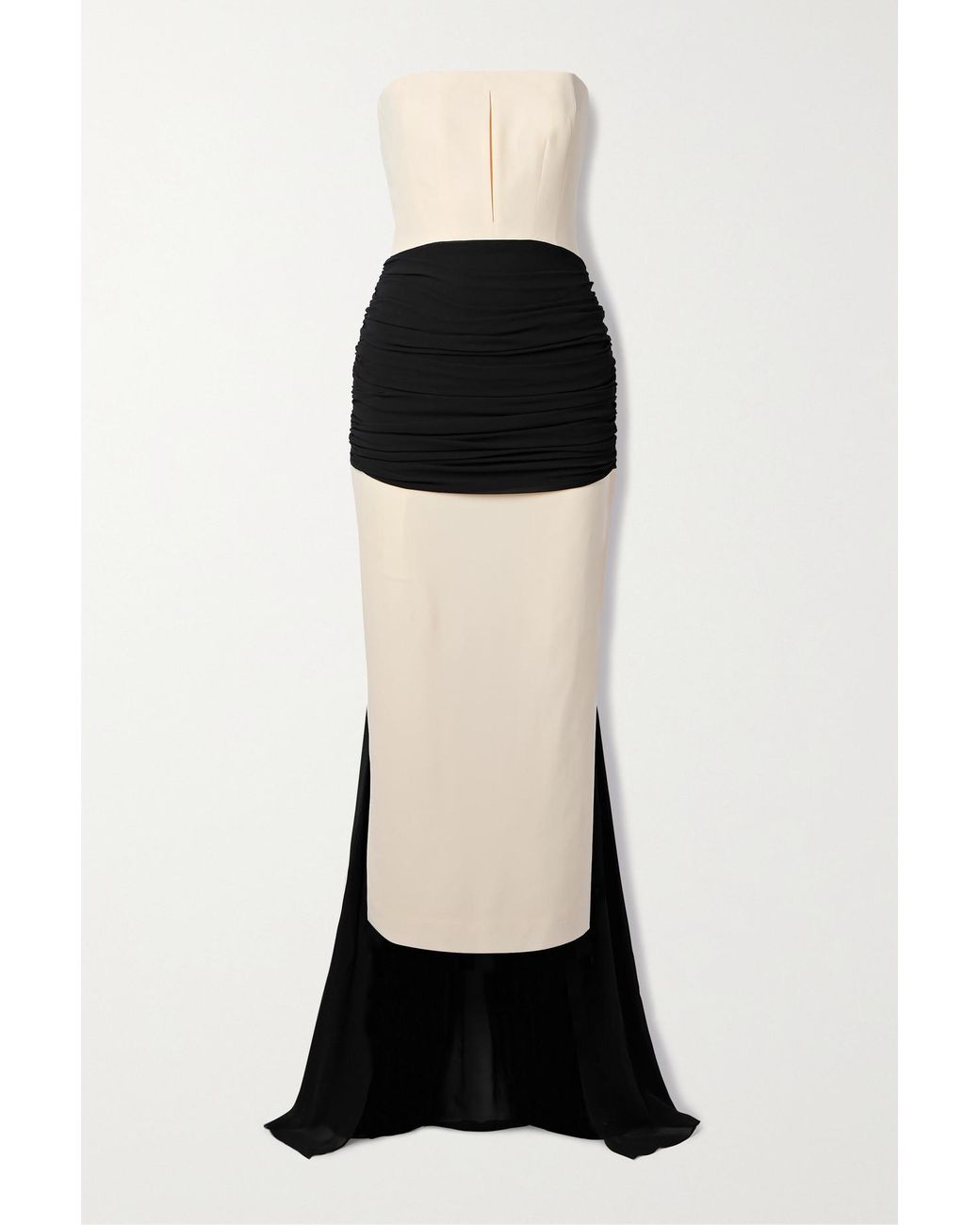Givenchy Strapless Crepe And Ruched Silk-georgette Gown in Black