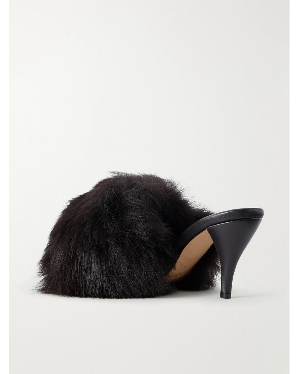 Bottega Veneta Black Cherry Merino Shearling Mules