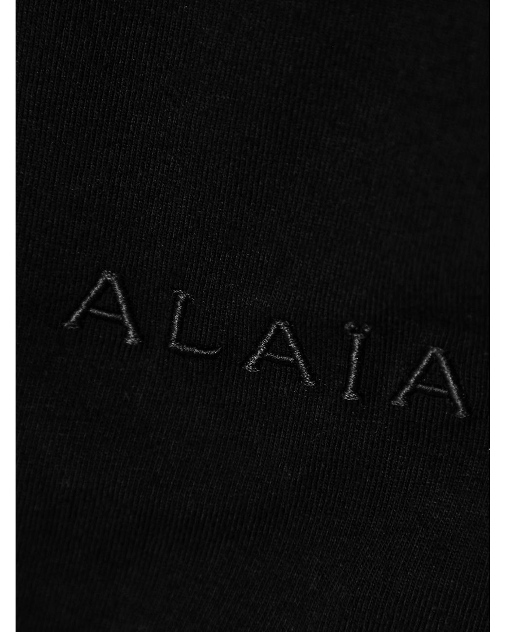 Alaïa Black Embroidered Stretch-Cotton Jersey Bodysuit