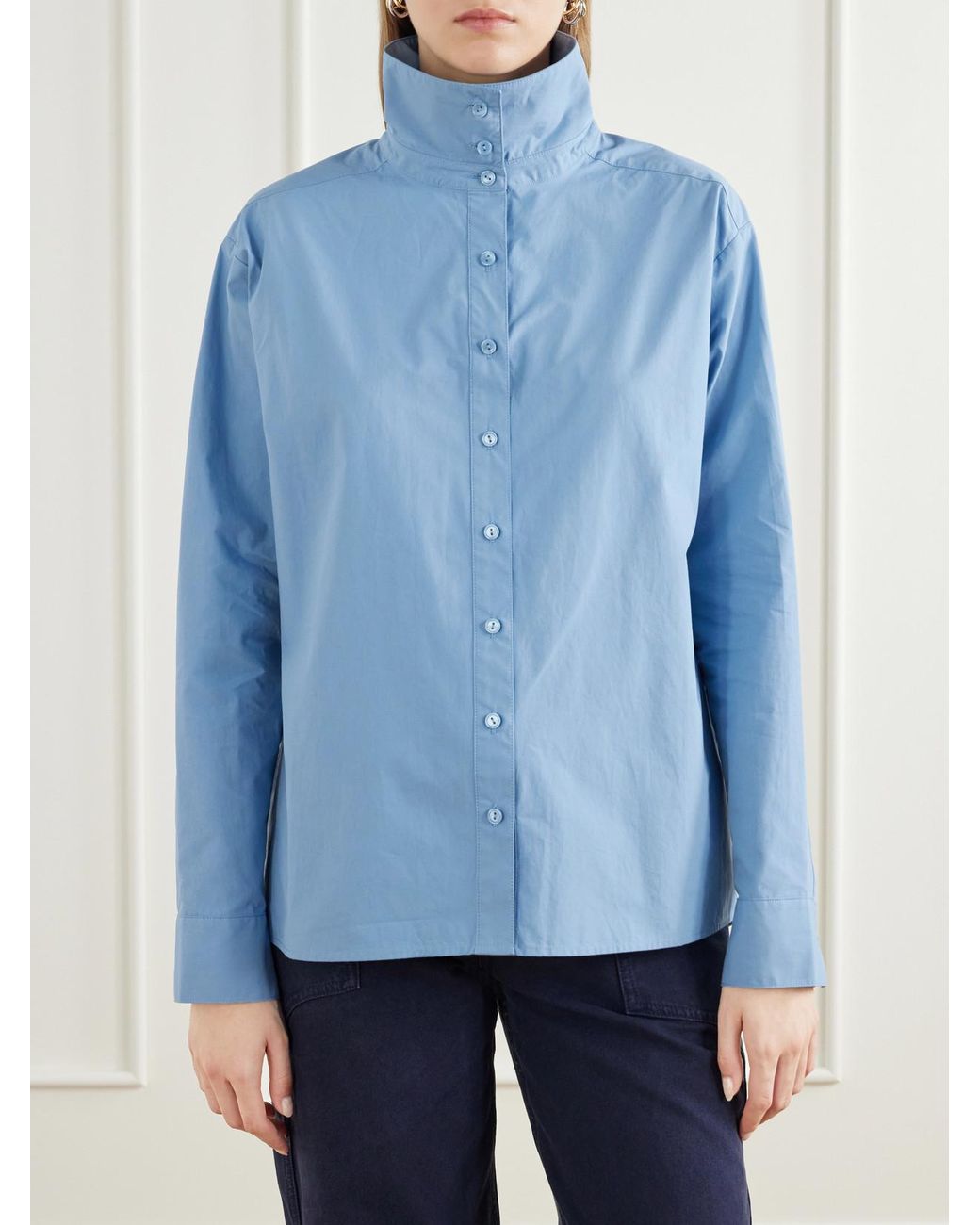 Still Here Blue Madison Cotton-Poplin Shirt