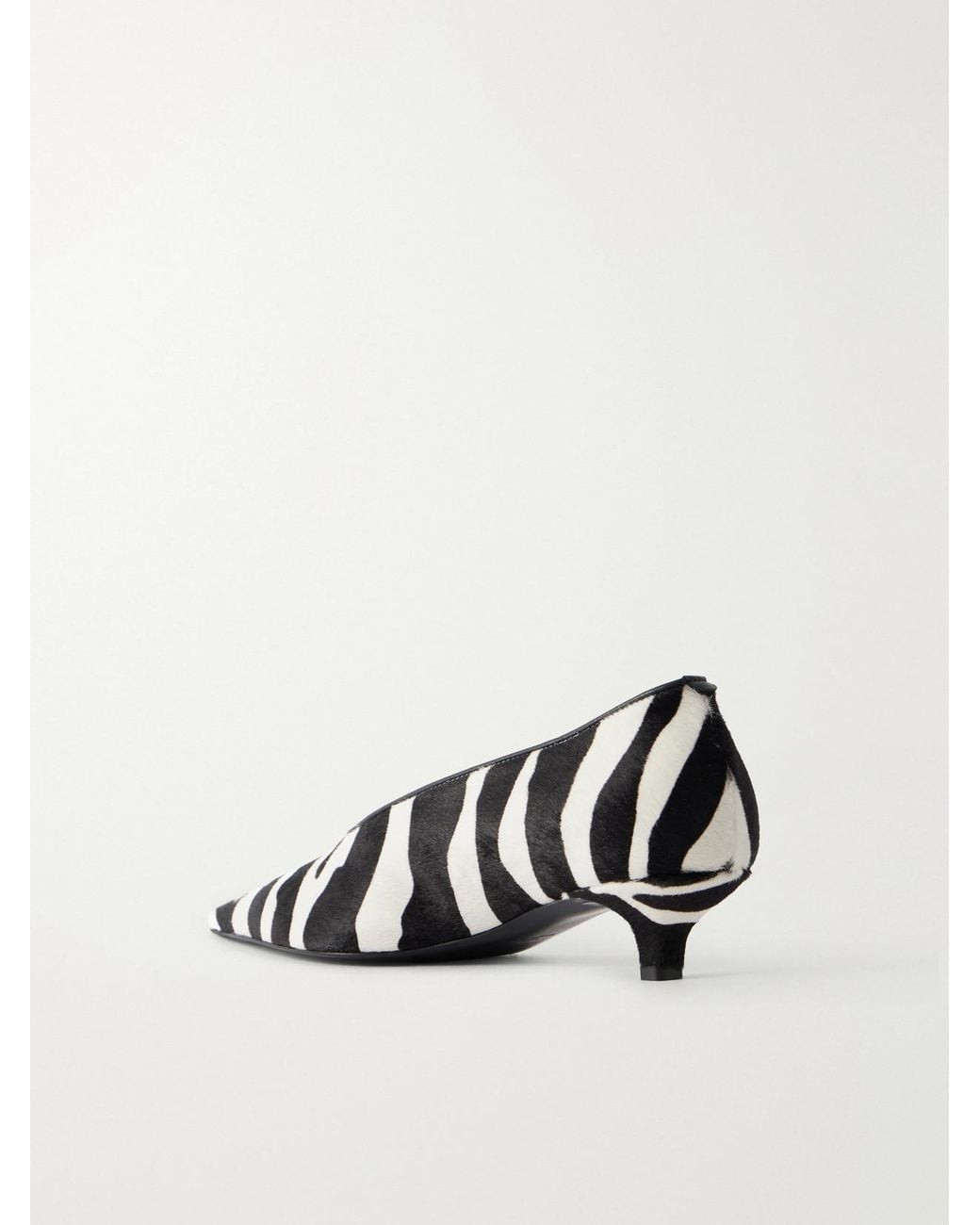 Totême White Sharp 35 Zebra-Print Calf Hair Pumps
