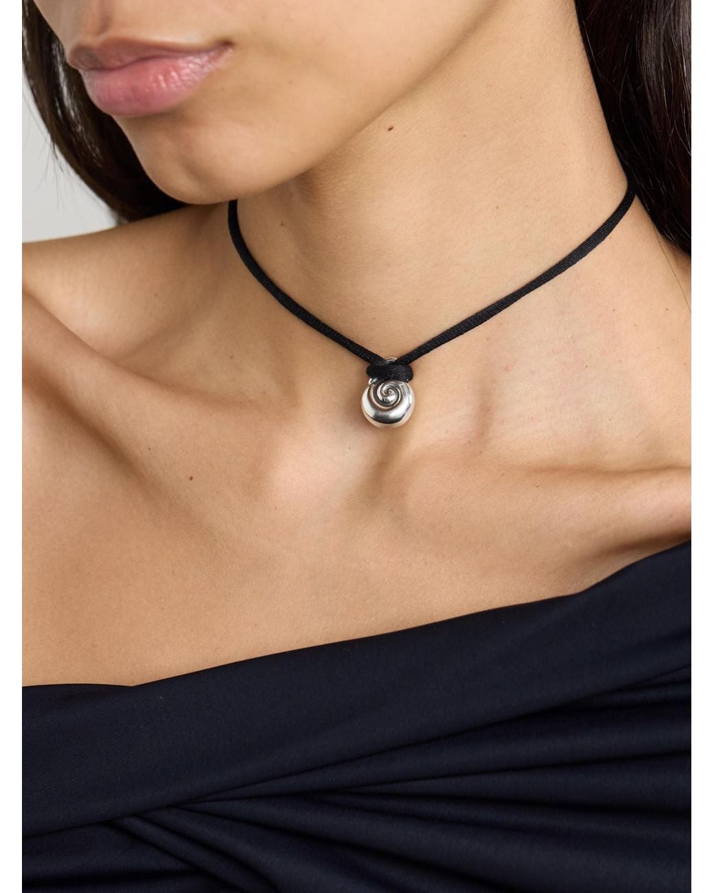 Sophie Buhai Black Nautilus And Cord Necklace