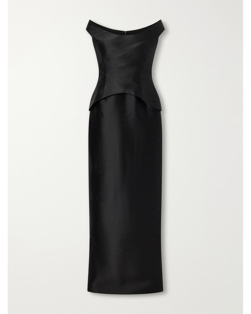 Solace London Black Pieta Off-The-Shoulder Twill Gown