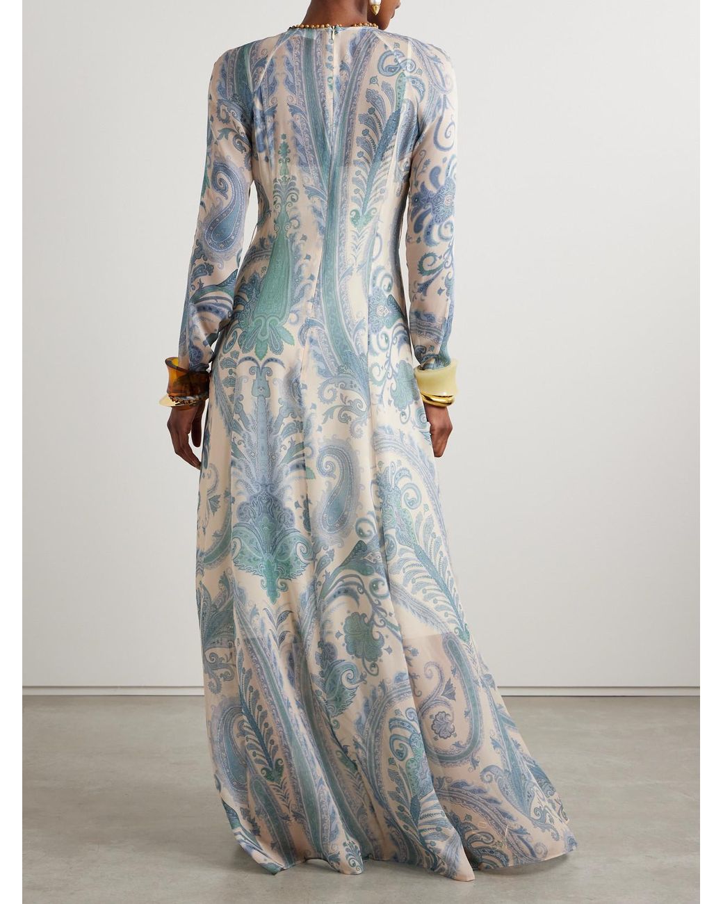 Zimmermann Illuminate Bead-Embellished Paisley-Print Crepe De Chine Maxi  Dress in Blue | Lyst