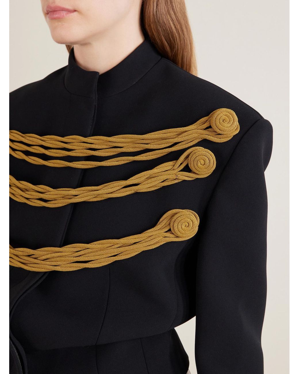 Khaite Black York Cord-Detailed Crepe Jacket