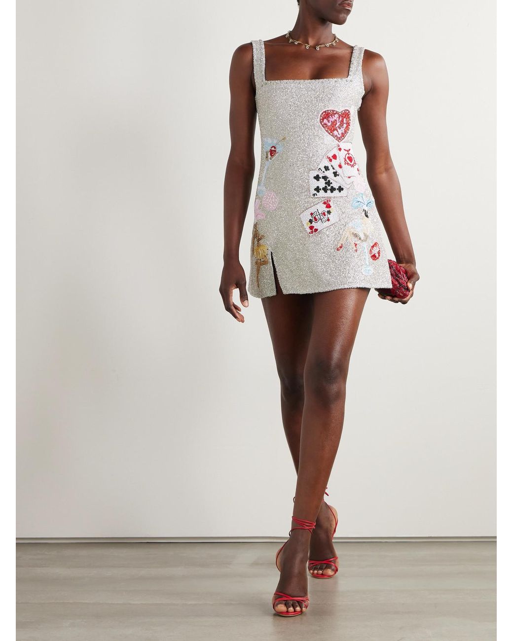 Clio Peppiatt Vegas Embellished Beaded Tulle Mini Dress in White | Lyst