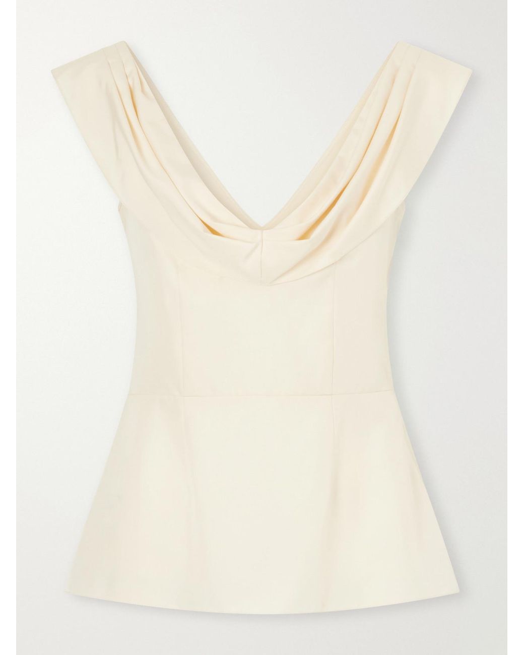 Colleen Allen Natural Draped Silk-Poplin Blouse