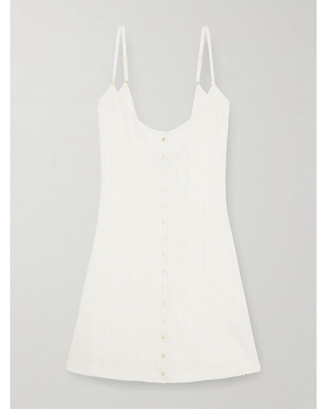 Donde Esteban White Guayabera Knitted Mini Dress