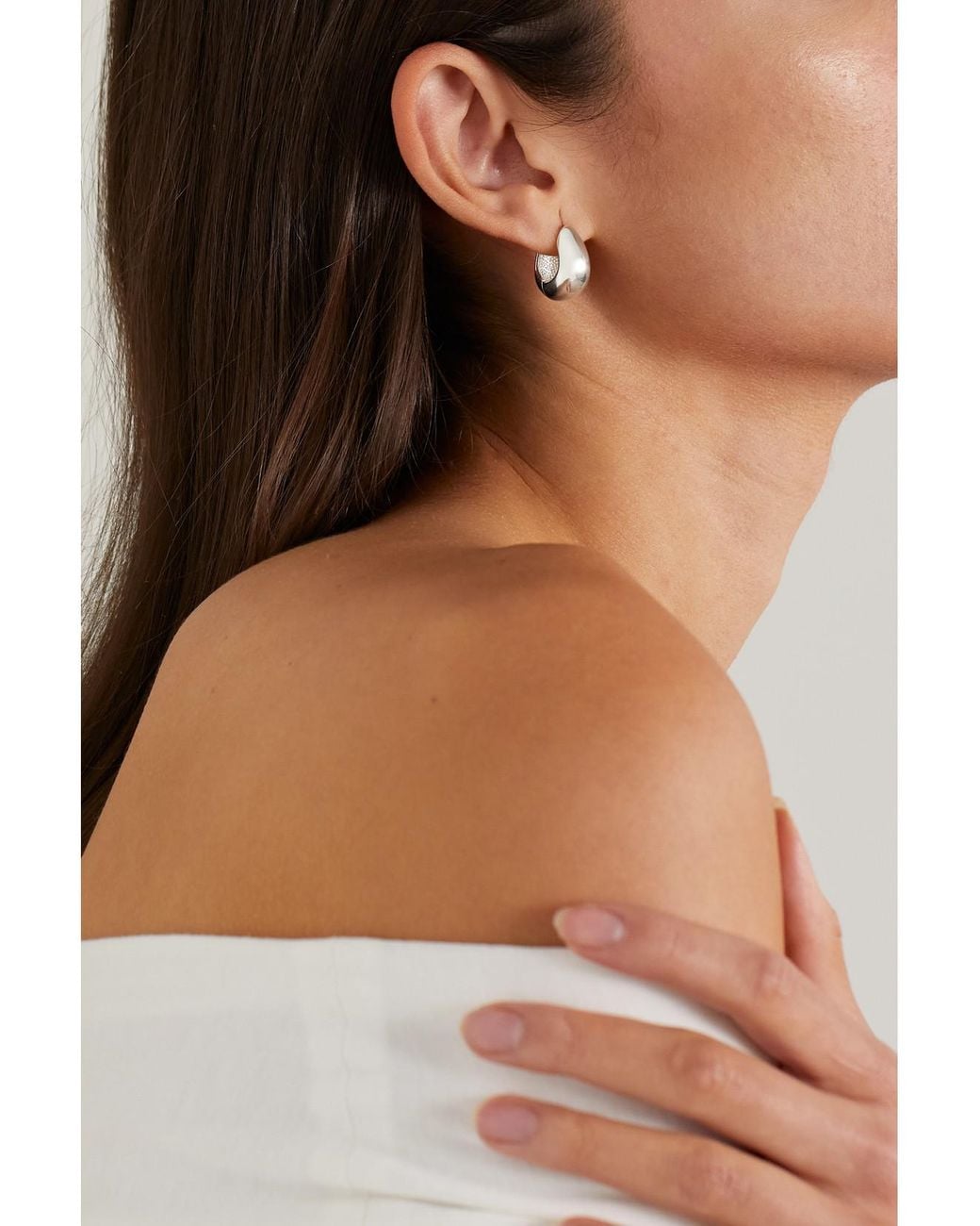 Sophie Buhai White Net Sustain Hoop Earrings