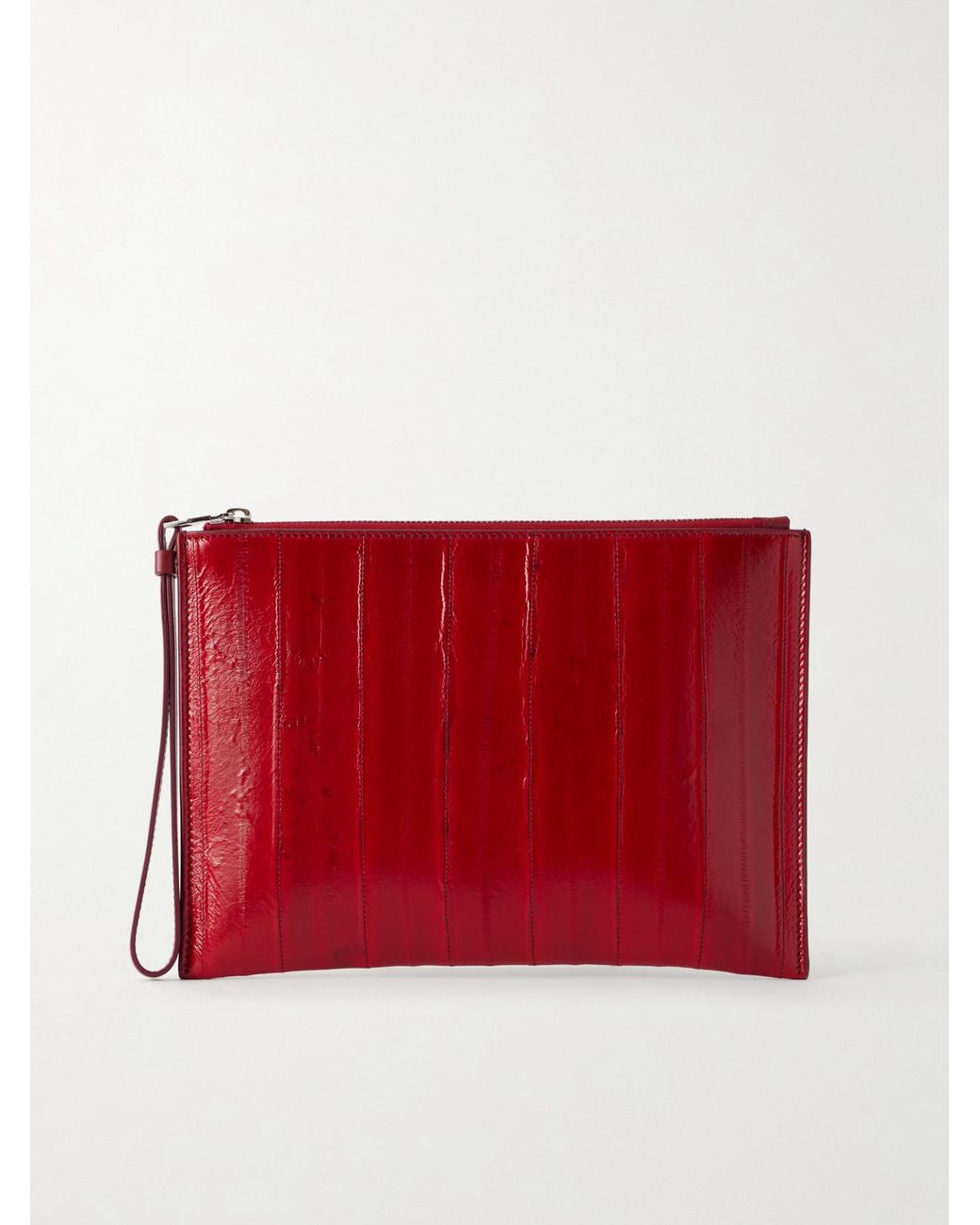 Proenza Schouler Red Leather Intarsia Leather-Trimmed Suede Pouch