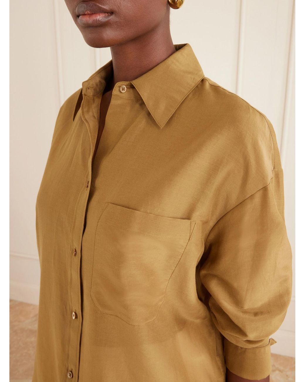 Twp Natural Big Joe Cotton And Silk-Blend Shirt