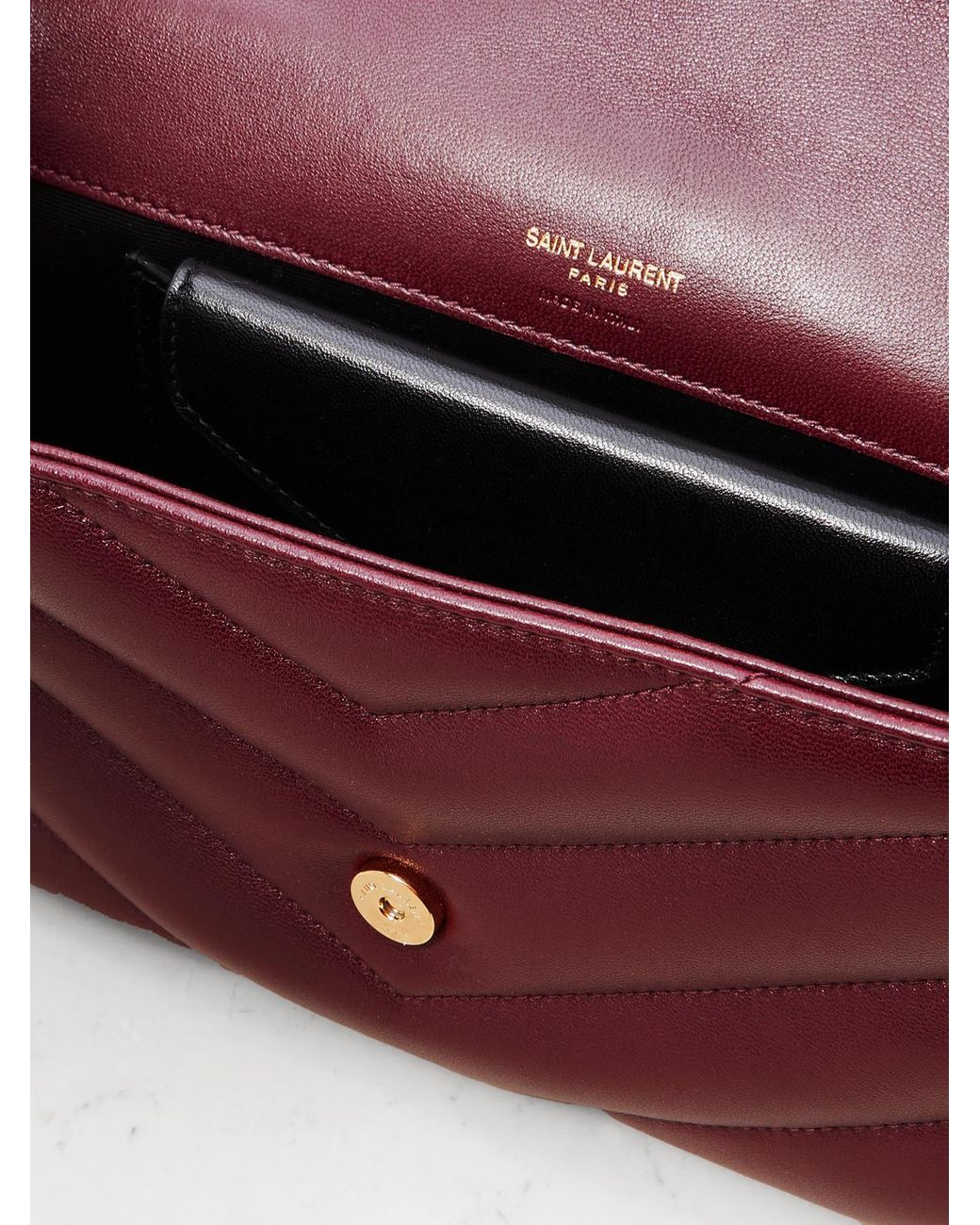 Saint Laurent Red Loulou Small Matelassé Leather Shoulder Bag