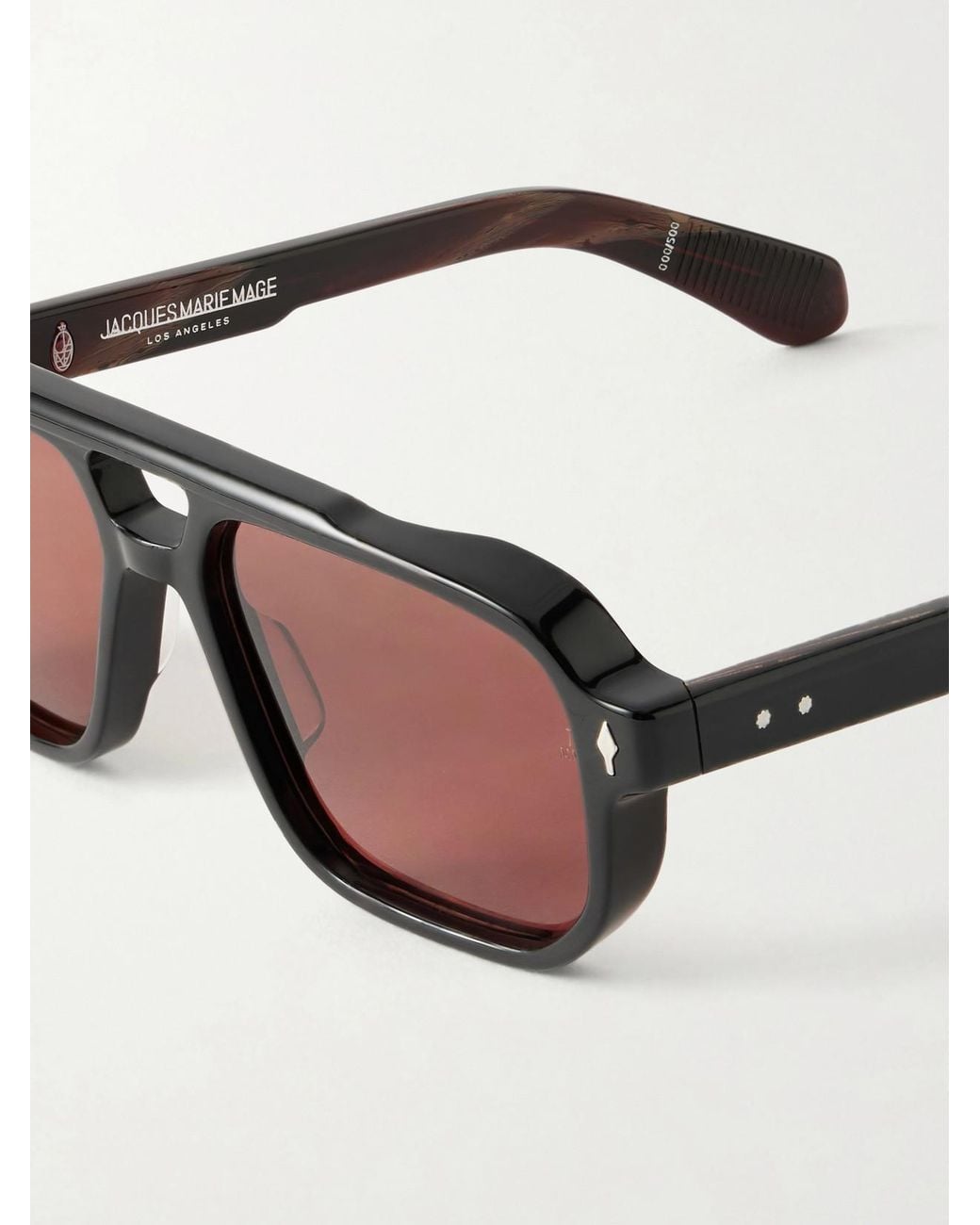 Jacques Marie Mage Black Evans Aviator-Style Acetate Sunglasses