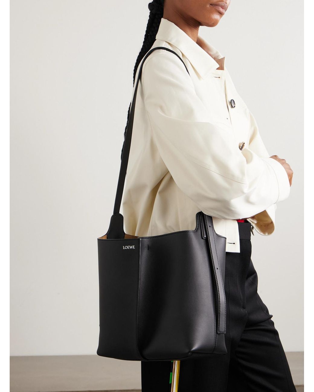 Loewe White Bilbao Medium Pleated Leather Shoulder Bag