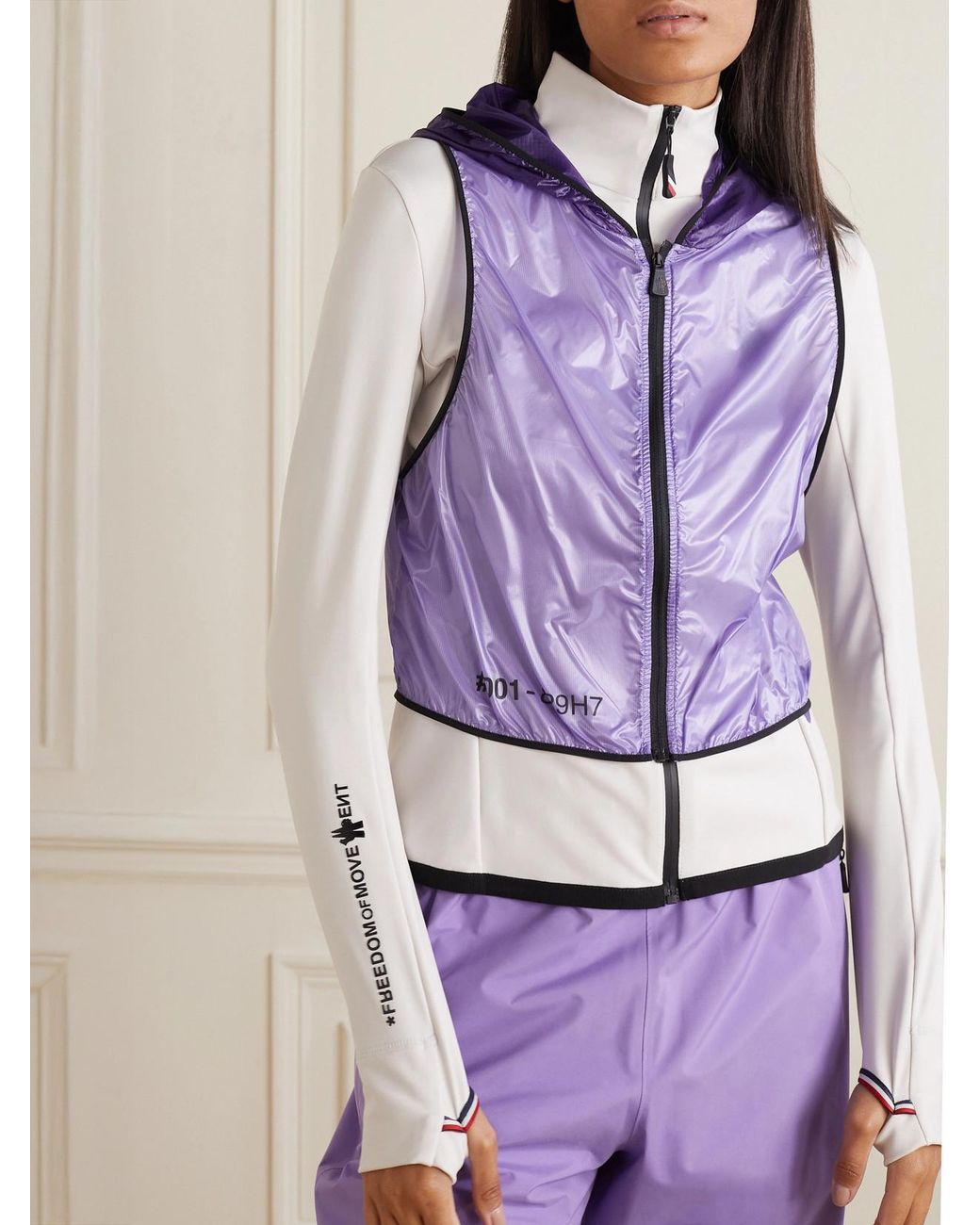 Moncler Purple Convertible Hooded Shell And Stretch Tech-Jersey Jacket