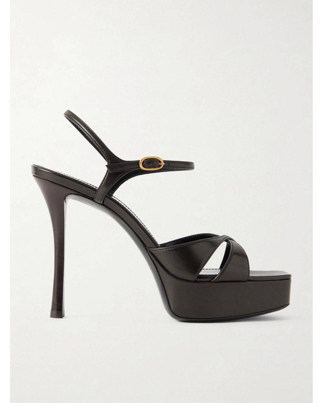 Saint Laurent Brown Debbie Leather Platform Sandals