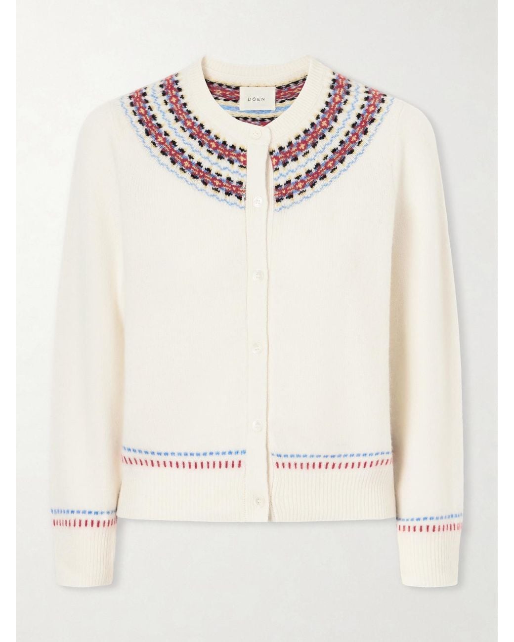 Doen Natural Olympe Embroidered Wool And Cashmere-Blend Cardigan