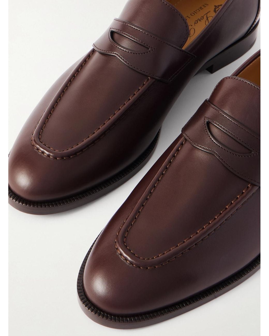 Loro Piana Brown Sergio Leather Loafers