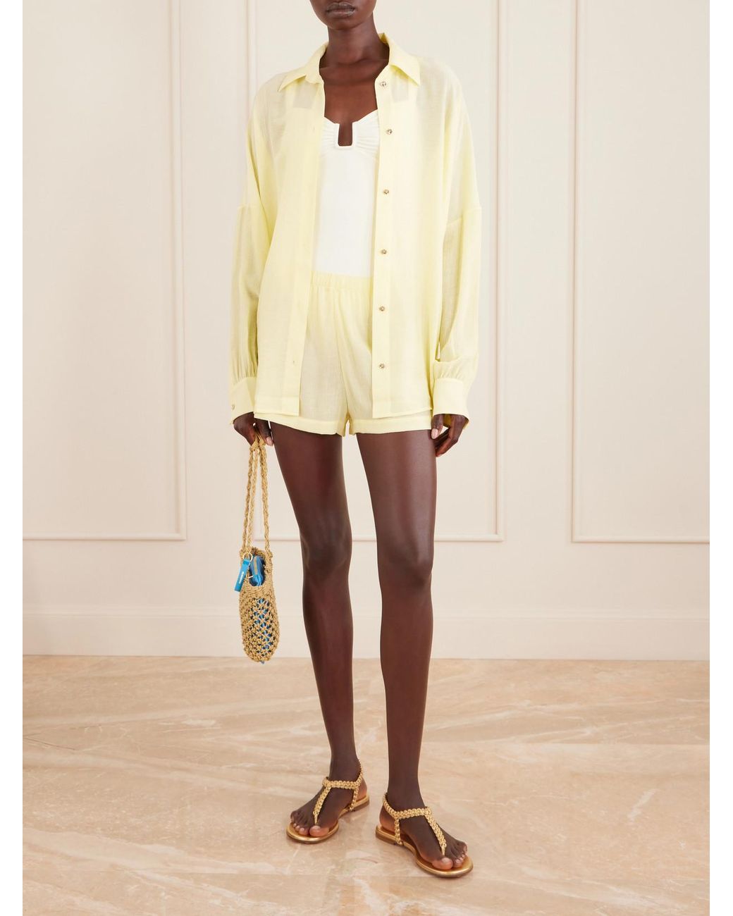 Away That Day Yellow Maldives Gauze Shorts