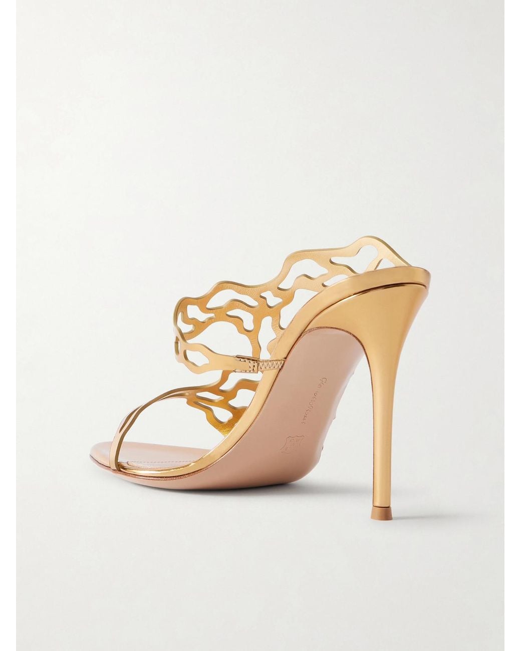 Gianvito Rossi 95 Laser-Cut Metallic Leather Mules