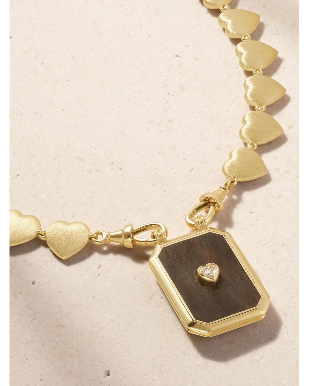 Marie Lichtenberg Natural Heart 18-Karat, Ebony And Diamond Necklace