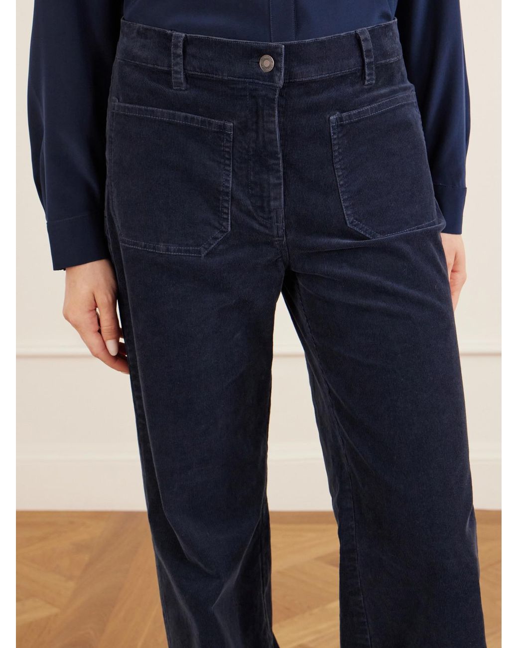 Nili Lotan Blue Florence Cotton-Blend Corduroy Flared Pants