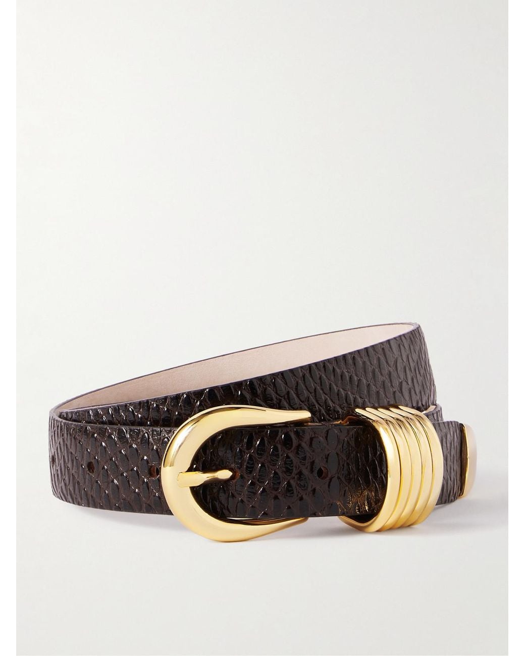 DEHANCHE Brown Hollyhock Viper Snake-Effect Leather Belt