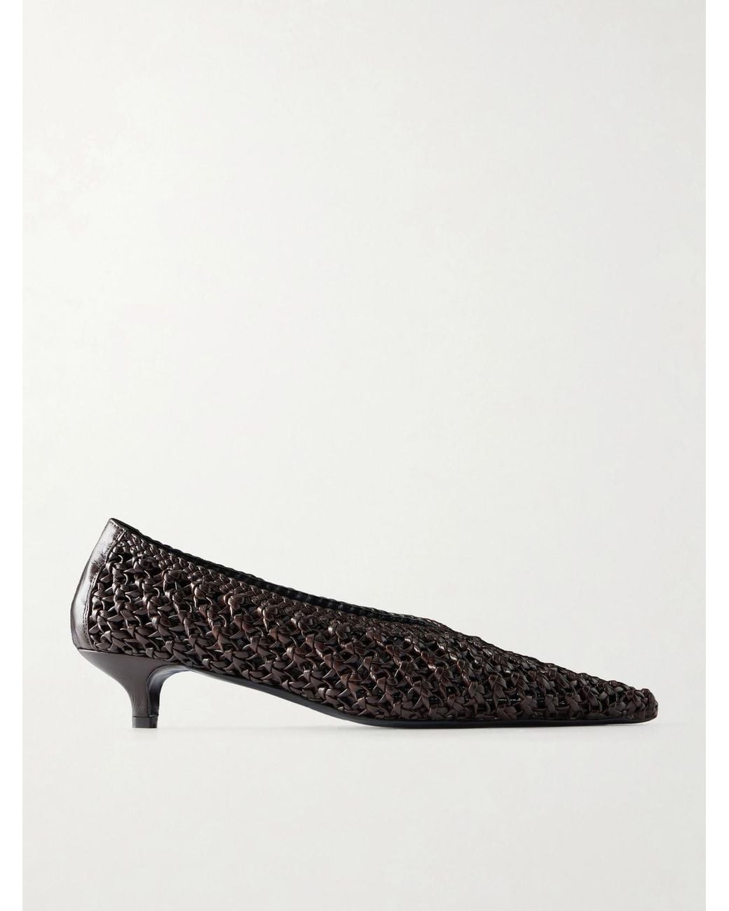 Totême Brown 35 Woven Leather Pumps
