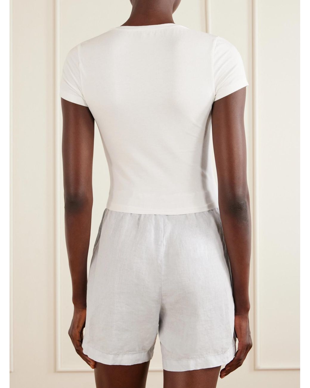 James Perse White Cropped Cotton-Blend Jersey T-Shirt
