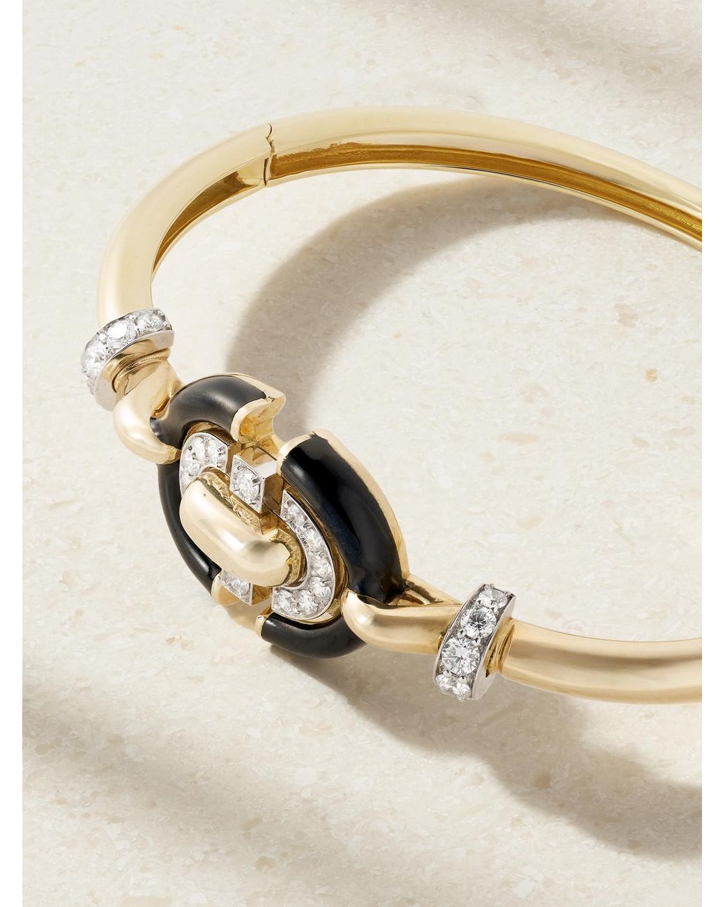 David Webb Natural Unity 18-Karat And Platinum, Diamond And Enamel Bracelet