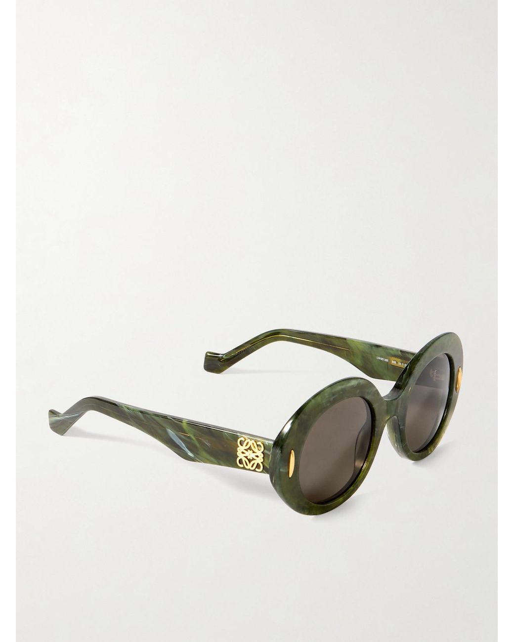 Loewe Green Round-Frame Marbled Acetate Sunglasses