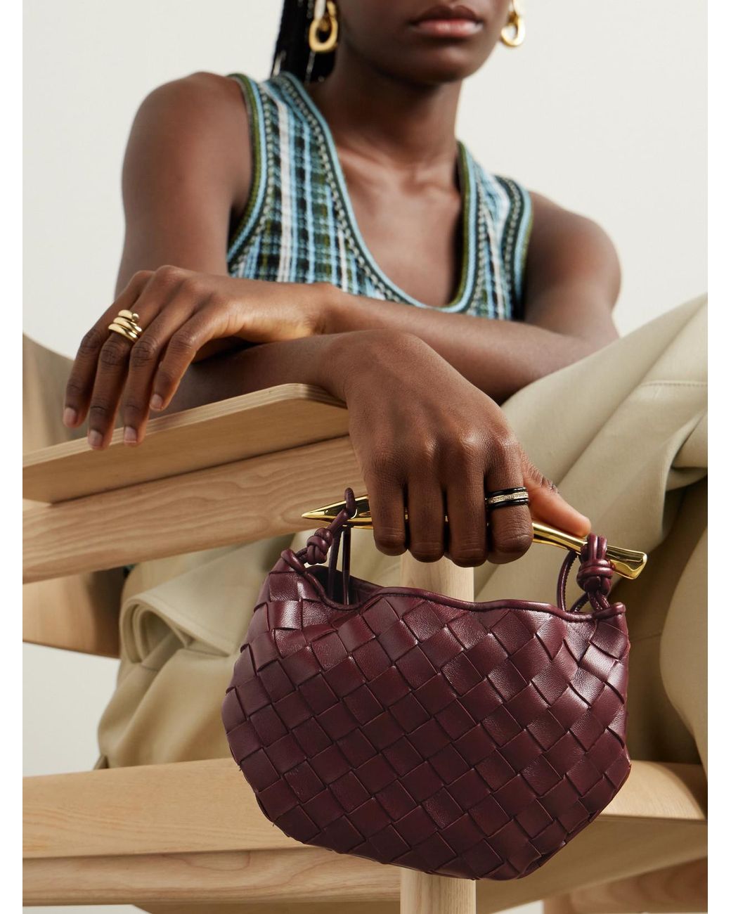 Bottega Veneta Brown Sardine Mini Intrecciato Leather Shoulder Bag