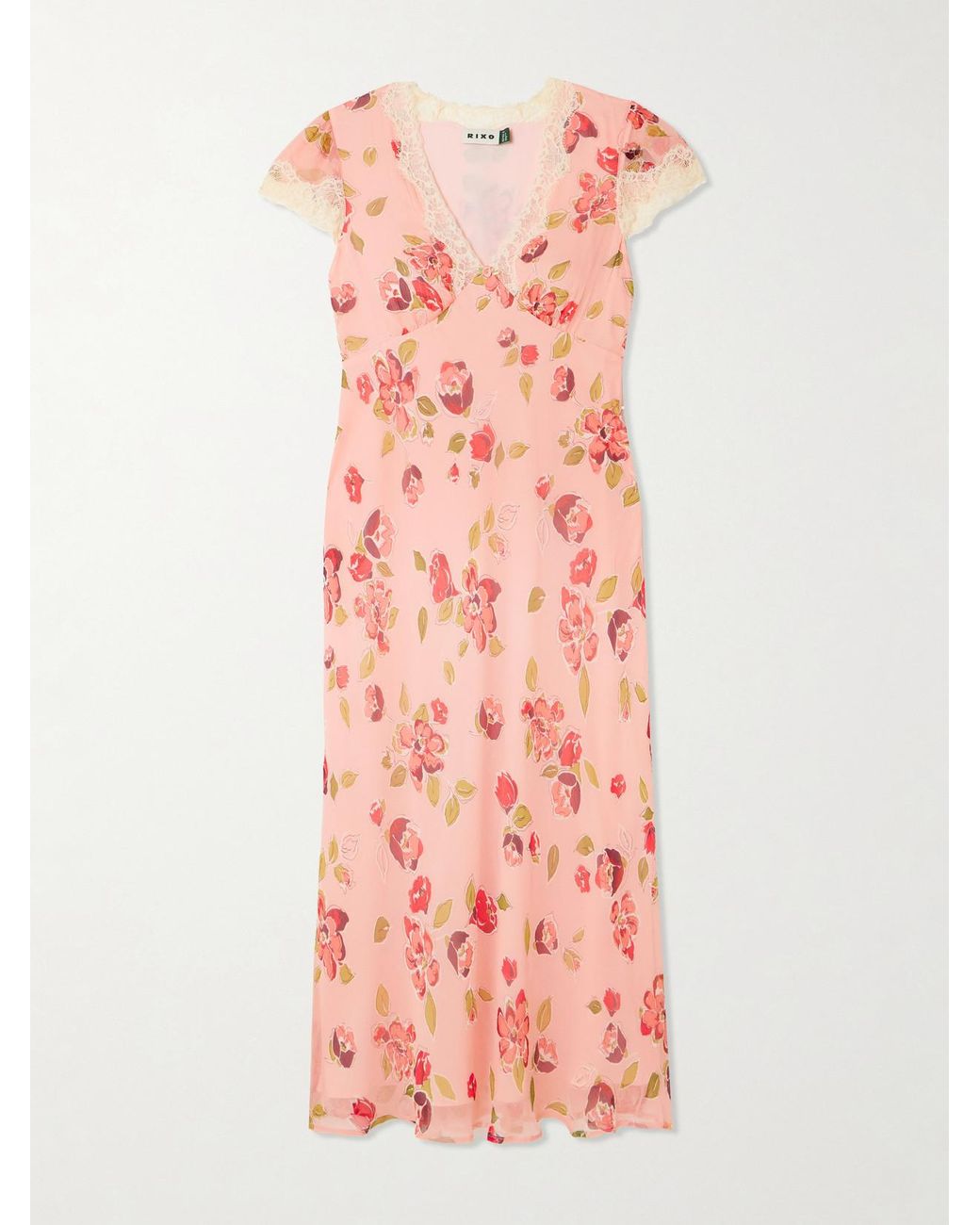 knee length dresses for ladies Clarice Chiffon Midi Dress in Kimmie Floral Pink main image 1
