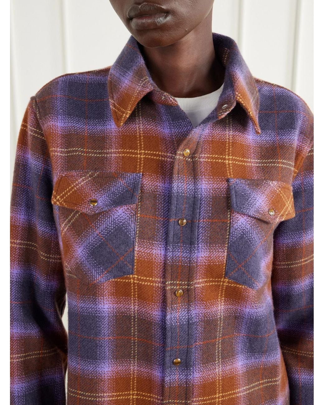 God's True Cashmere Red Vulcan Checked Cashmere Shirt