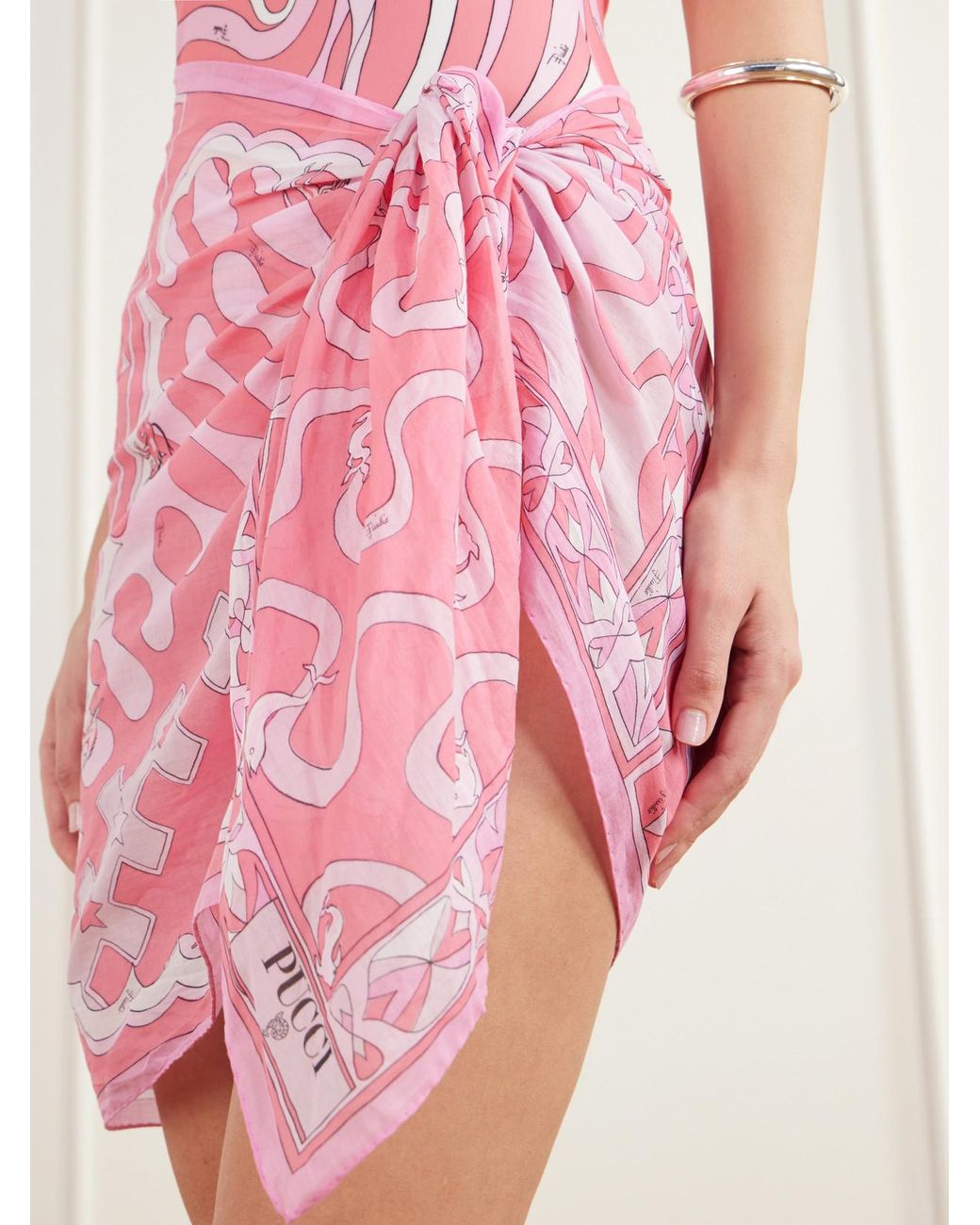 Emilio Pucci Pink Printed Cotton-Voile Pareo