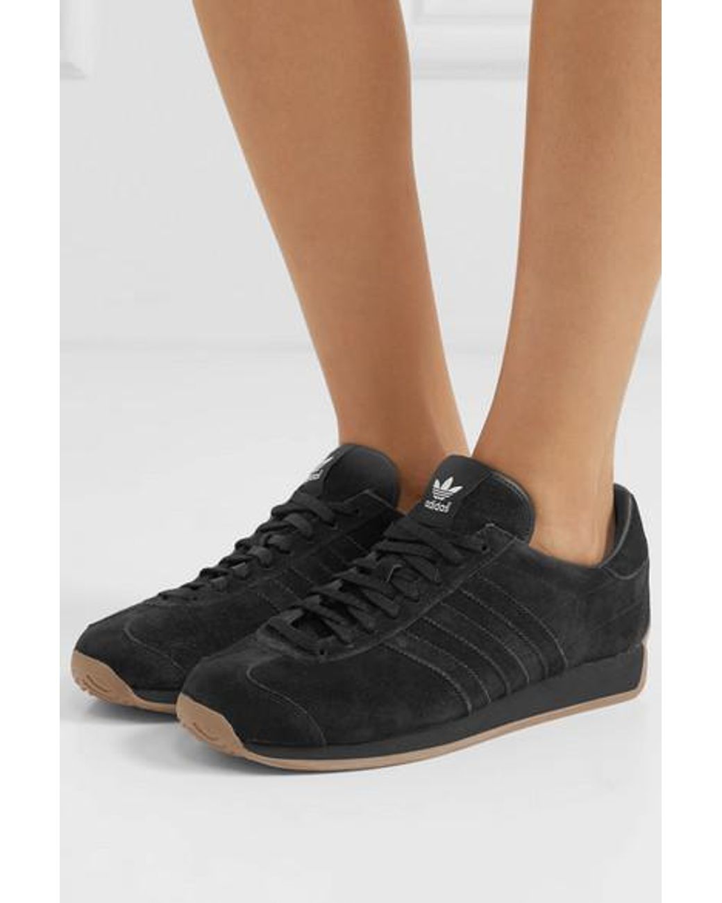 Khaite Denim + Adidas Originals Suede Sneakers in Black | Lyst