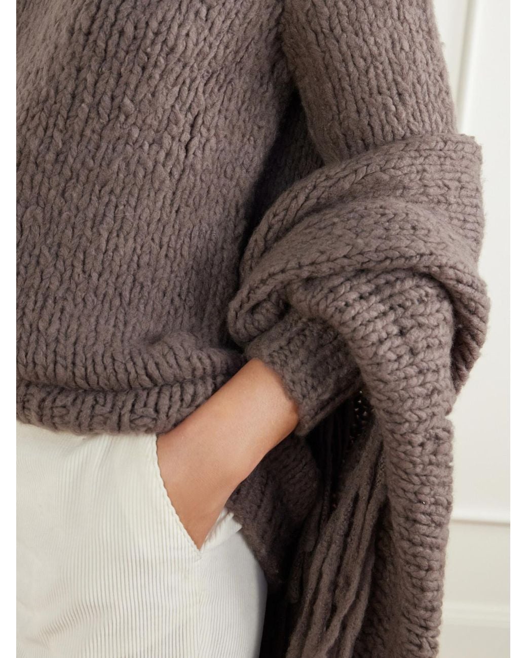Gabriela Hearst Brown Lauren Fringed Cashmere Wrap