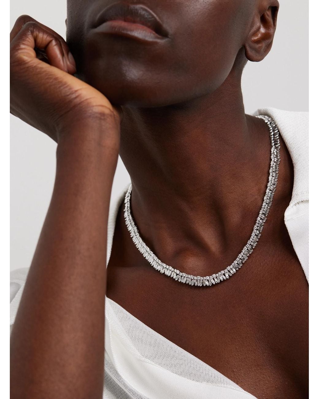 Suzanne Kalan Natural 18-Karat Diamond Tennis Necklace