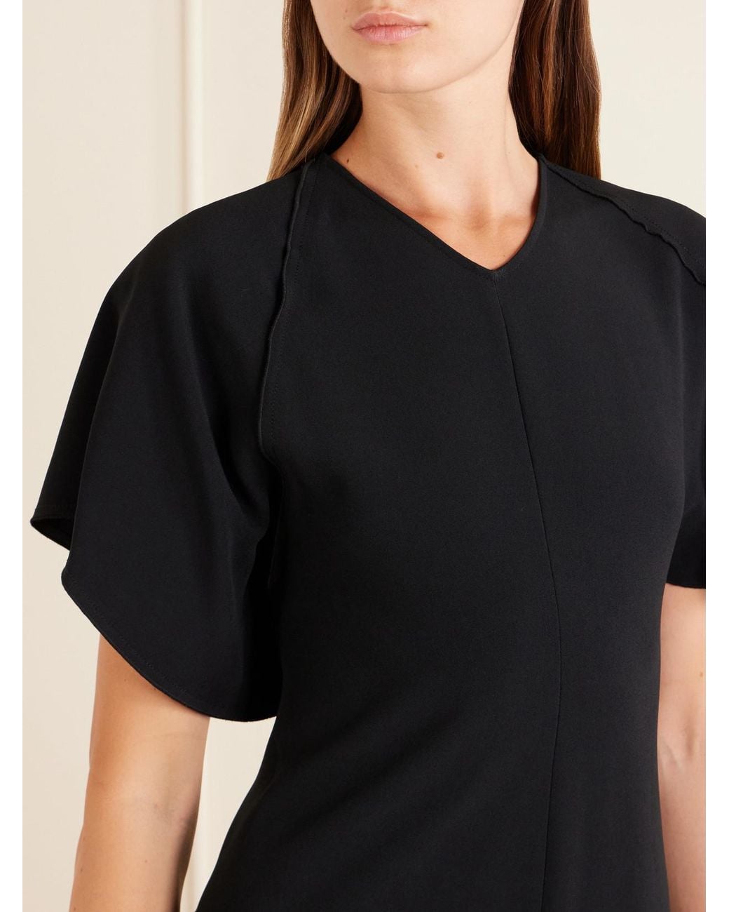 Victoria Beckham Blue Draped Jersey Midi Dress