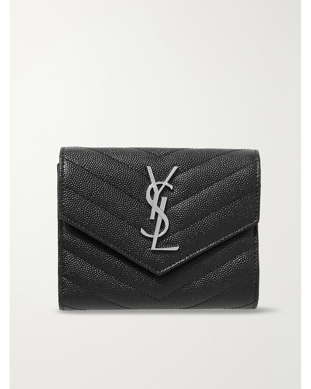Saint Laurent Black Monogramme Quilted Textured-Leather Wallet