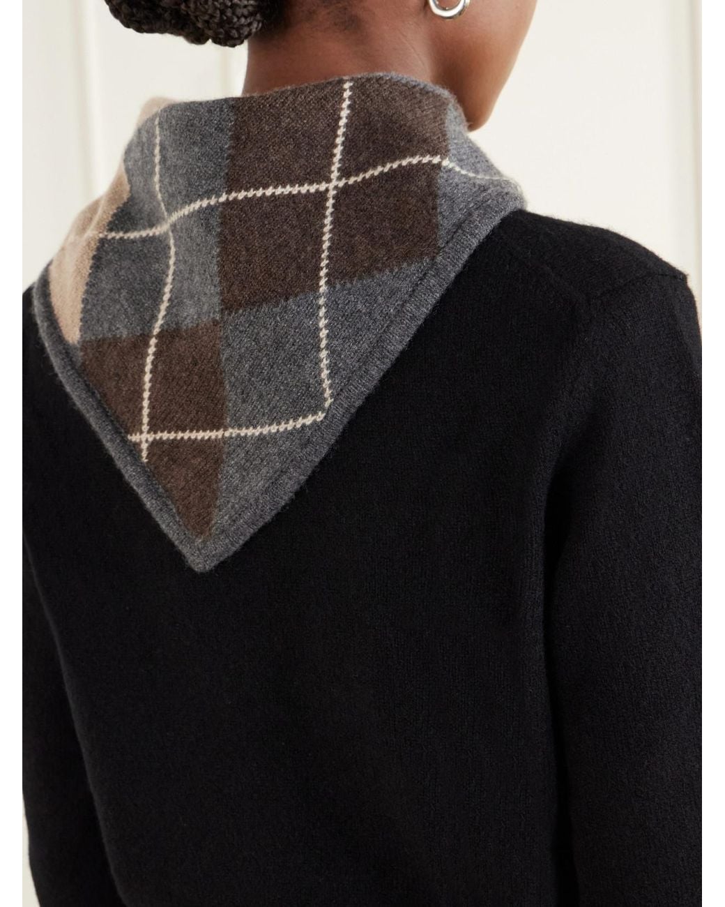 &Daughter Gray Ava Argyle Cashmere Scarf