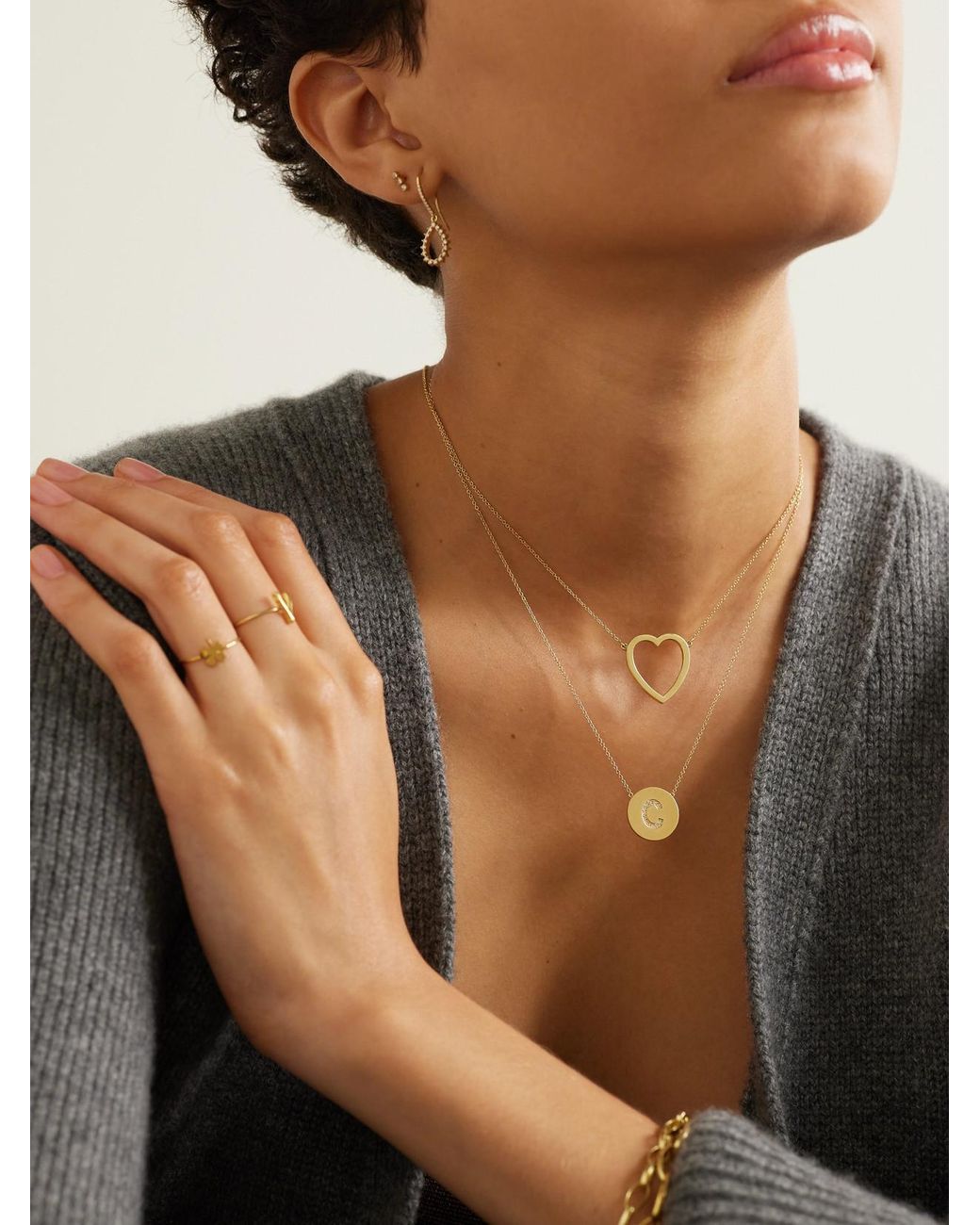 Jennifer Meyer Natural Initial 18-Karat Diamond Necklace